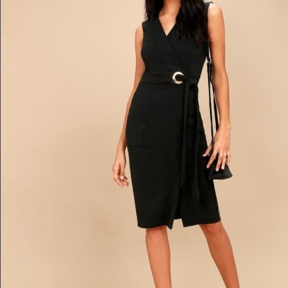 LULU's Office Aesthetic Faux Wrap Dress